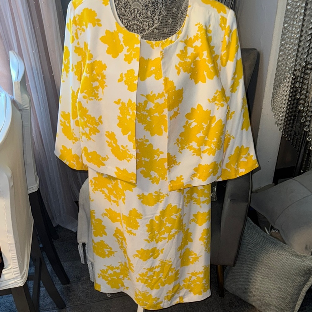 Yellow Floral Dress with  Jacket size 20